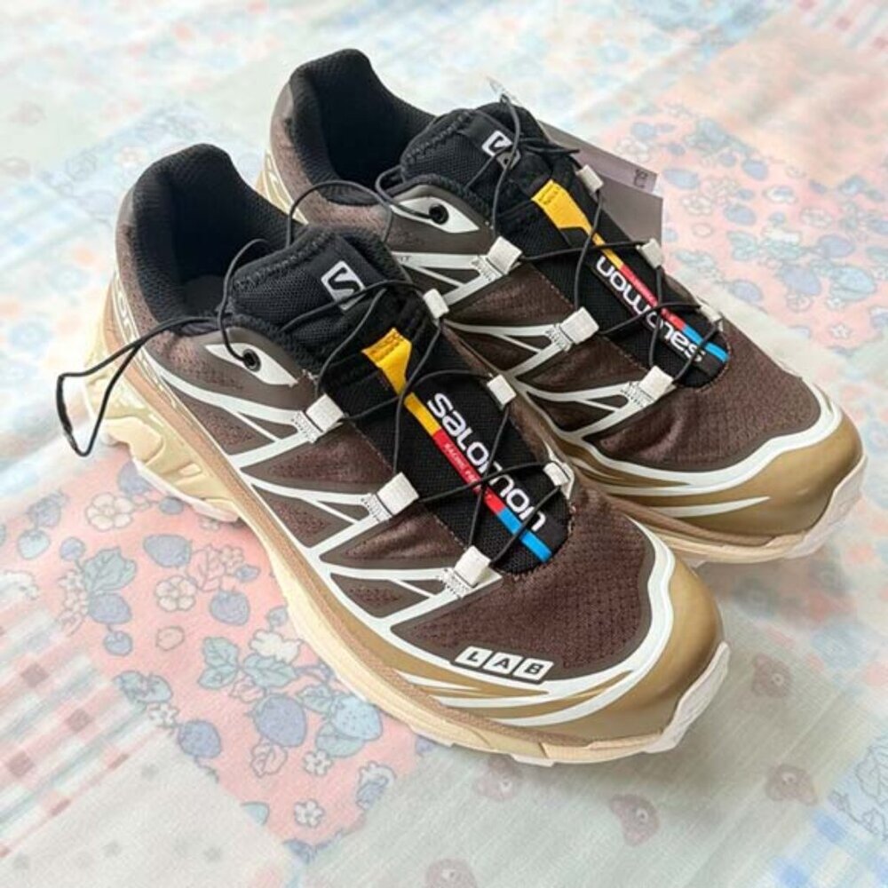 Salomon XT-6 RECUT Brown and Tan Sneakers